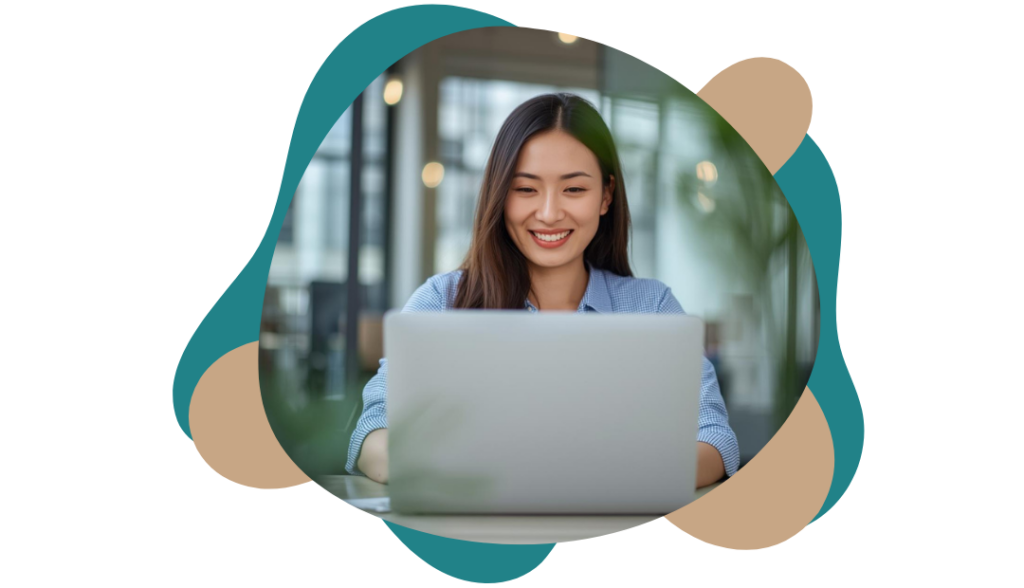 iDynamics ERP Girl using laptop CTA