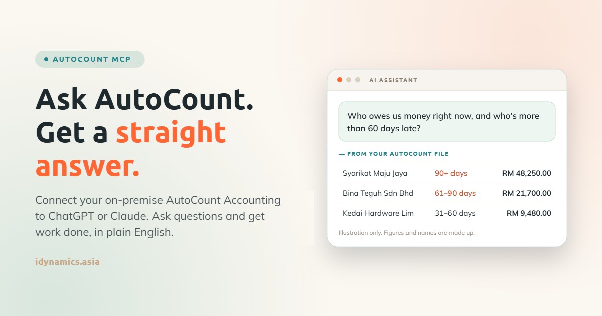 AutoCount MCP: ask your AutoCount accounts a question in ChatGPT or Claude and get a straight answer
